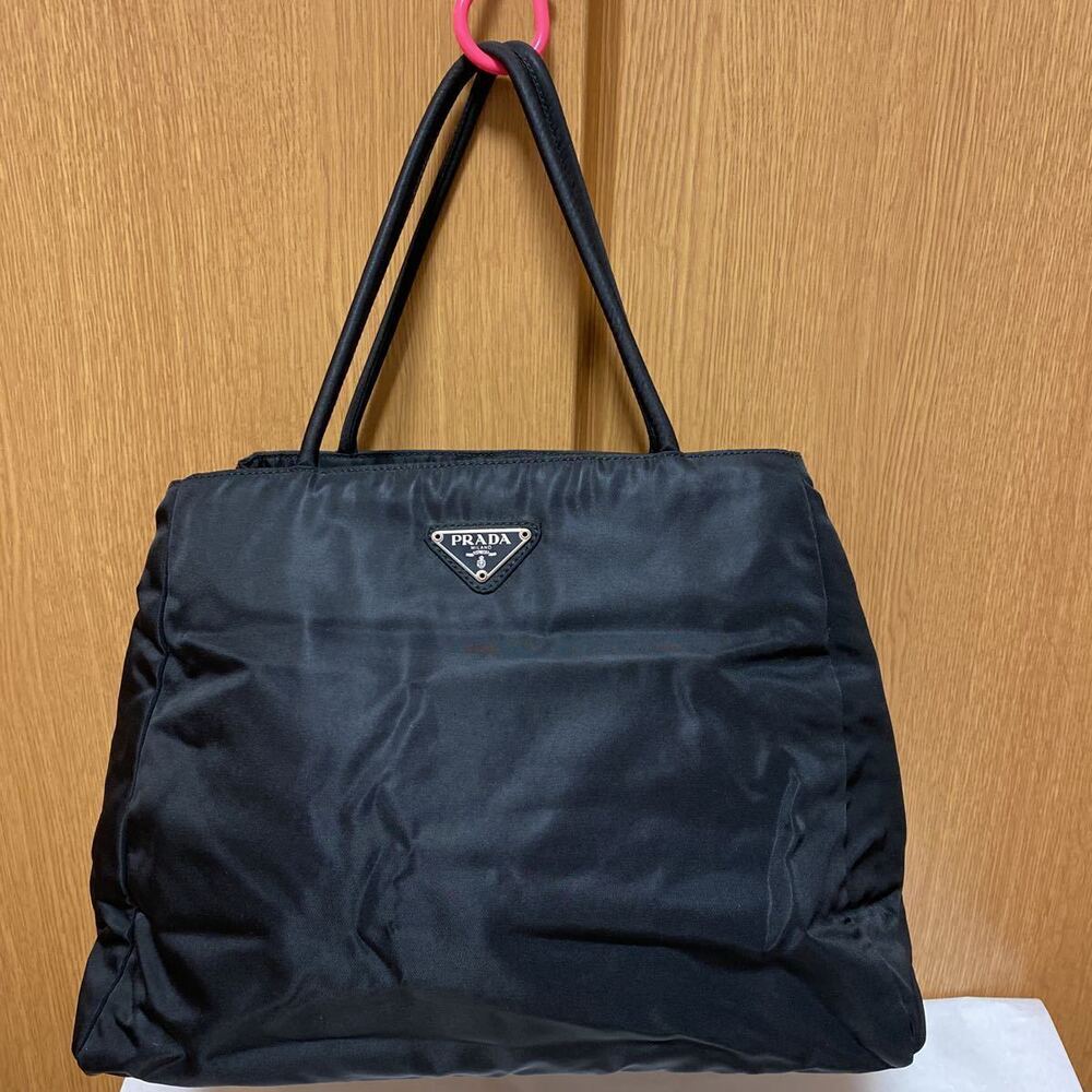 Prada trapezoid tote bag black